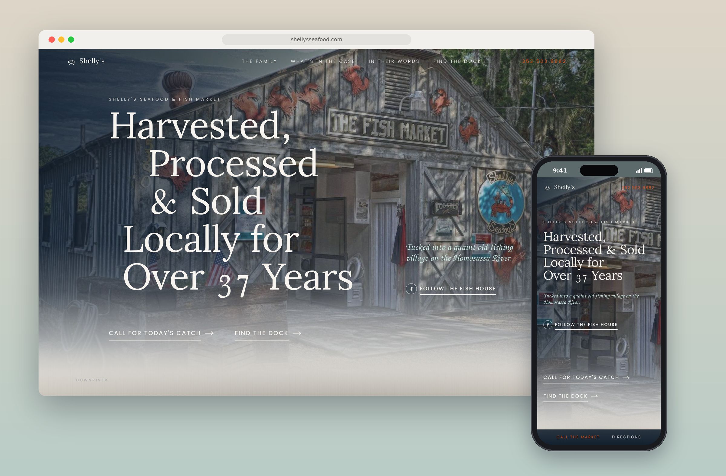 Shelly's Seafood & Fish Market site on a phone and desktop